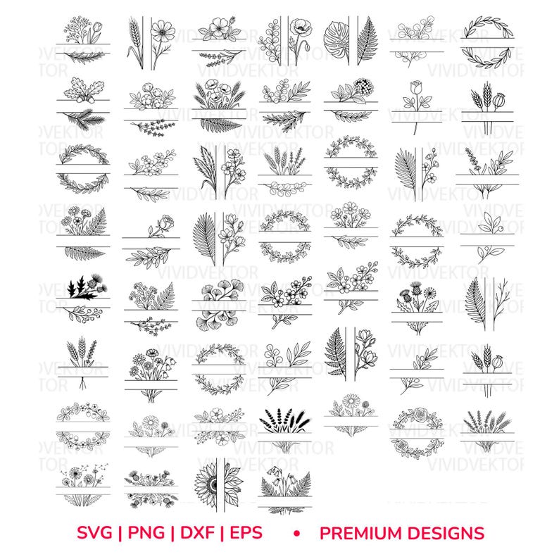 Wildflower SVG Bundle, Floral Bouquet, Line Art (digital Files) - Etsy