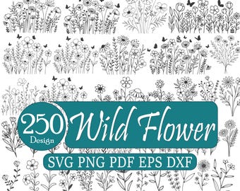 Wildflower SVG Bundle | 250 Designs|  Minimalist Floral Bouquet, Cricut Ready (Digital Download)