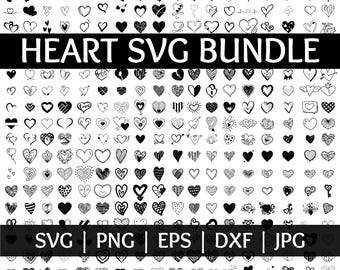 Hart SVG-bundel: doodle en handgetekende clipart (digitale download)