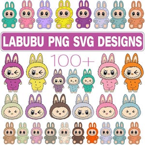 Labubu designs SVG Bundle, Labubu Clipart, Labubu PNG, vecteur Labubu mignon, personnage de dessin animé SVG, fichiers de coupe Cricut, Happy Labubu Svg,