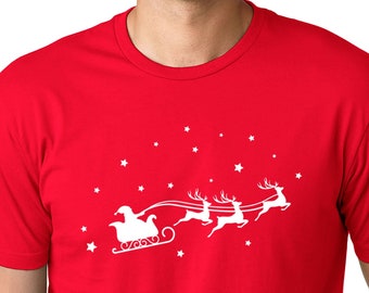Regalo de Navidad para papá, camiseta con trineo de Papá Noel, regalo original
