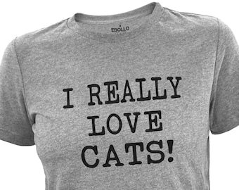 Camiseta divertida para amantes de los gatos, camiseta "Me encantan los gatos", regalo para mamá, regalo para el Día de la Madre