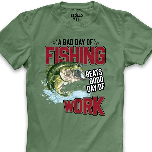 Mens Fishing T Shirt | A Day of Fishing Beats Good Day of Work Shirt | Funny Fishing Shirt - Fisherman Gifts - Fathers Day Gift - Dad Gift