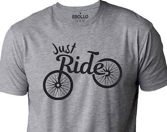 Just Ride Bicycle T-Shirt, Funny Cycling Gift for Dad, Men’s Casual Bike Tee
