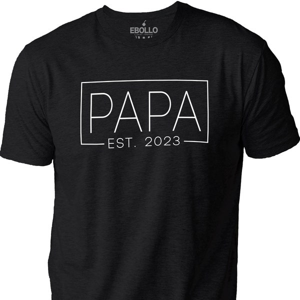 T-shirt for Men | PAPA Est 2023 | Fathers Day Gift - Funny Shirt Men - New Papa TShirt - Gift for Dad - Newborn Tee - Anniversary Gift