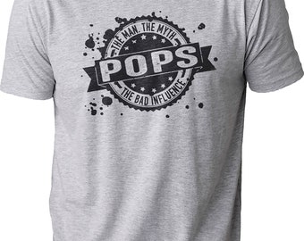 Funny Pops Shirt, The Man Myth Bad Influence Tee, Christmas Gift for Grandpa