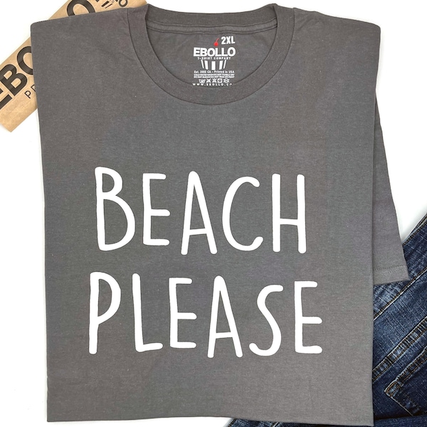Funny Beach Please T-Shirt: Tropical Vacation Gift, 100% Cotton Tee
