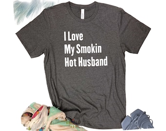 Camiseta divertida para mujer "Amo a mi esposo guapísimo"