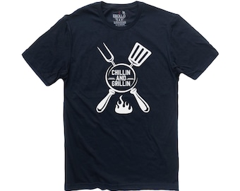 Grilling Gift | Chillin & Grillin BBQ Shirt | Funny Fathers Day Gift for Him