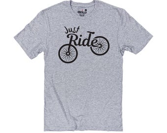 Just Ride Bicycle T-Shirt, Funny Cycling Gift for Dad, Men’s Casual Bike Tee