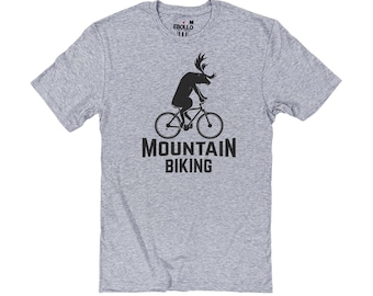 Mountain Biking T-Shirt | Funny Moose on Bike Graphic Tee