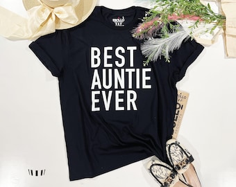 Camiseta "La mejor tía del mundo": regalo divertido para tías, camiseta de algodón suave