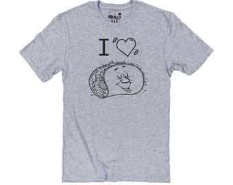 I Heart Tacos Shirt - Funny Taco Lover Tee for Fathers Day Gift
