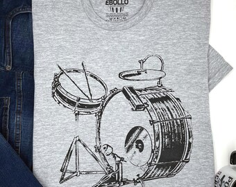 Vintage Drum Set Shirt, Retro Drummer Tee, Christmas Gift for Musicians