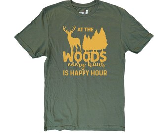 Funny Hunting T-Shirt: Deer Woods Happy Hour Tee