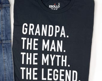 Camiseta "Abuelo, el hombre, mito y leyenda", regalo de Navidad para papá, camiseta navideña.
