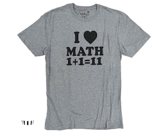 Funny "I Love Math" T-Shirt, Geeky Teacher Gift, Math Enthusiast Tee