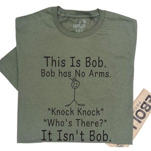 Fathers Day Gift for Husband, This Is Bob Knock Knock Joke Tee, Funny Shirt Men, Unique Humor Design Casual Wear