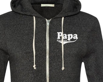Mens Hoodies Sweatshirt Papa Since 2015 Full Zip Sweatshirt Husband Gift Fathers Day Gift Dad Gift Funny Sweatshirt Father Gift