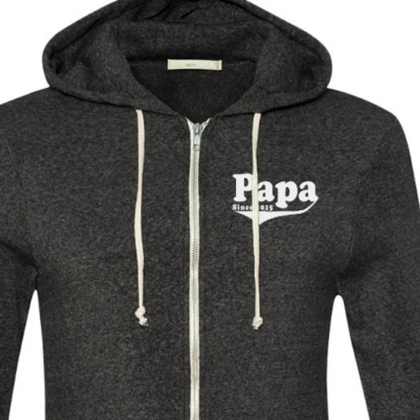 Mens Hoodies Sweatshirt Papa Since 2015 Full Zip Sweatshirt Husband Gift Fathers Day Gift Dad Gift Funny Sweatshirt Father Gift