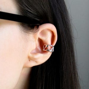 Handmade Sterling Silver Open Ear Cuff | Organic Cutout Design | Minimalist Adjustable Cartilage Cuff | No Piercing Needed