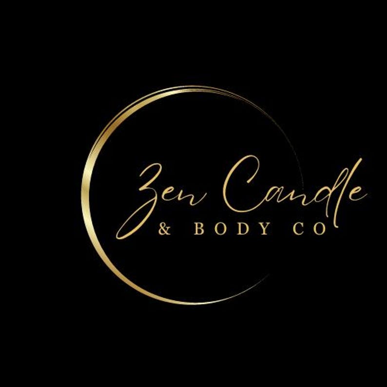 May include: A gold circle logo with the text "Zen Candle & Body Co." in a handwritten script font.