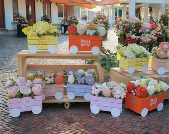 Cesta de ceras aromáticas de primavera – Ceras aromáticas florales en carreta rústica – 227 g de ceras aromáticas – Decoración de Pascua – Regalo de primavera – Decoración rústica para el hogar