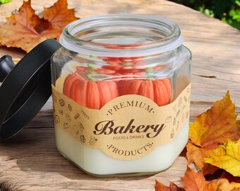 Vela de soja Pumpkin Patch / Aroma otoñal, con incrustaciones de calabaza