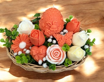 Floral Wax Candle Bouquet | Flower Candle Gift | Romantic Home Decor | Rose Candle Bouquet | Flower Candle Bouquet