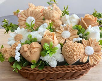 Floral Wax Candle Bouquet | Flower Candle Gift | Romantic Home Decor | Rose Candle Bouquet | Flower Candle Bouquet