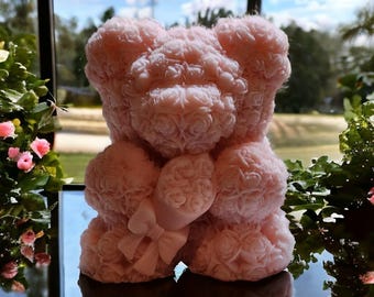 Rose Bear Candle | Bear Candle | Rose Candle | Scented Candle | Unique Gift | Unique Candle