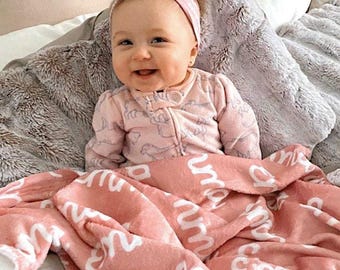 Custom Baby Blanket Pink Fleece, Birthday Name Throw, First Year Keepsake, 1st Birthday Gift, One Year Old Gift, One Derful Theme