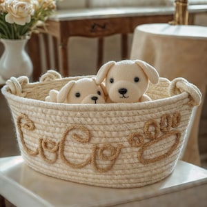 Personalisierter Hundespielzeugkorb, neues Katzenspielzeug Hundegeschenk, Hundespielzeuglagerung, Haustierspielzeugkiste, Haustierspielzeugkiste, neues Welpengeschenk