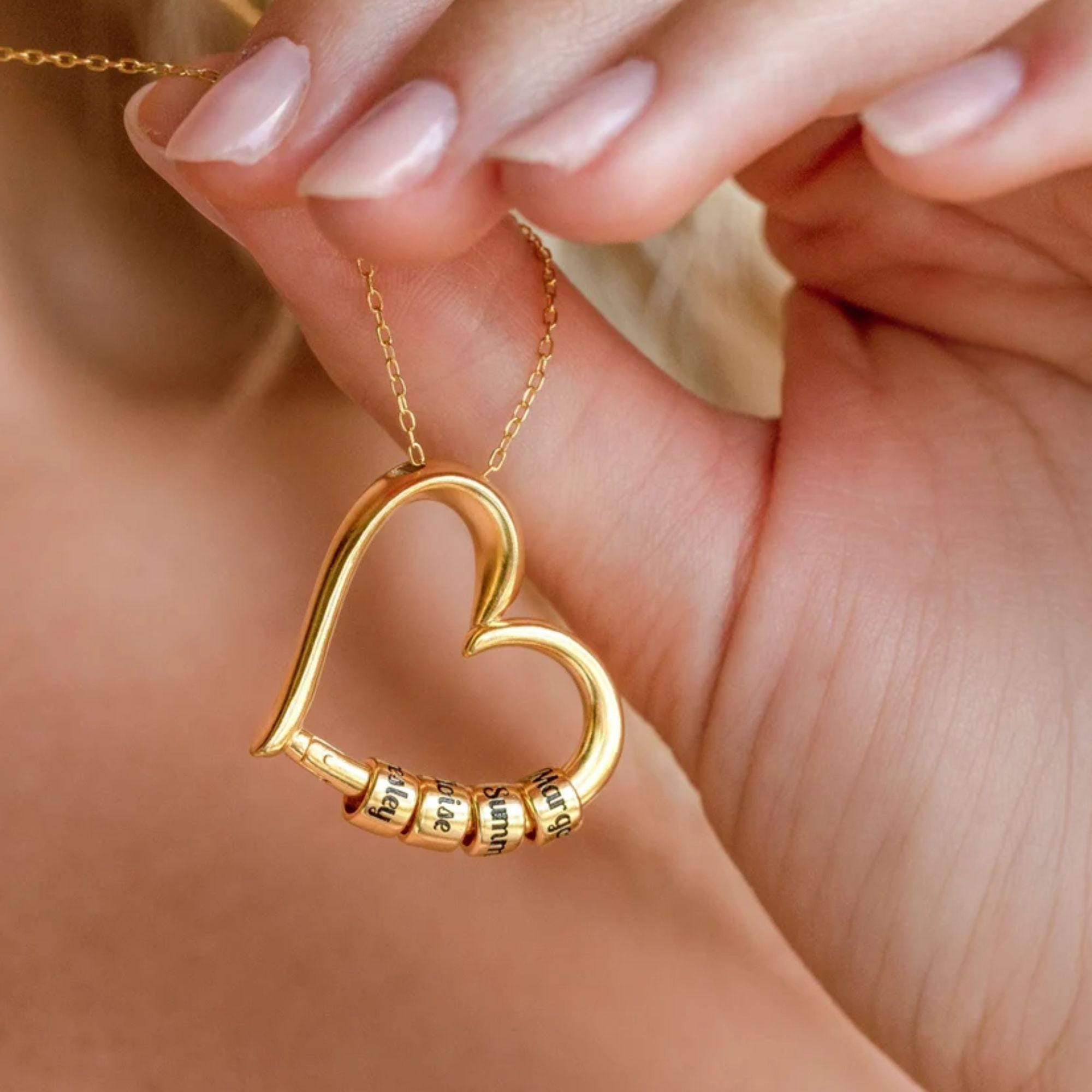 Personalized Family Heart Pendant Necklace, Custom Family Necklace