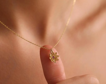 Gold Geburtsblume Halskette mit Birthstone Charme