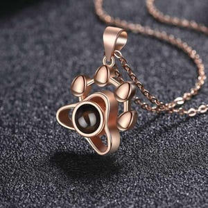 Collar con proyección de fotos de gato • Colgante con imagen personalizada en el interior • Joyería minimalista conmemorativa para mascotas • Regalo moderno para tu mejor amigo