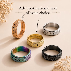 Moon & Stars Spinner Ring – Lugnande ångestband, Fidgetring för stresslindring