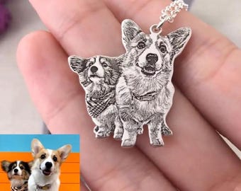 Custom Pet Photo Stainless Steel Necklace, Personalized Dog Cat Memorial