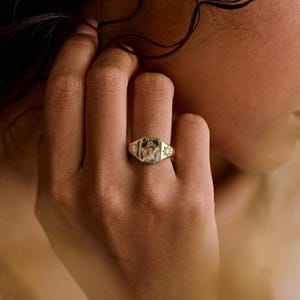 Custom Oval Photo Ring with Birthstone, Personalized Picture Keepsake Jewelry