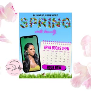 April Booking Flyer DIY Template, Customizable April Flyer, DIY Canva Template for Makeup, Hair, Lashes, Nails, Easter Booking Flyer, Spring