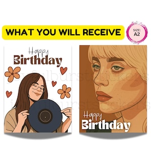 Billie birthday card. Printable Birthday Cards. Billie Eilish. Gift Idea. INSTANT DOWNLOAD!
