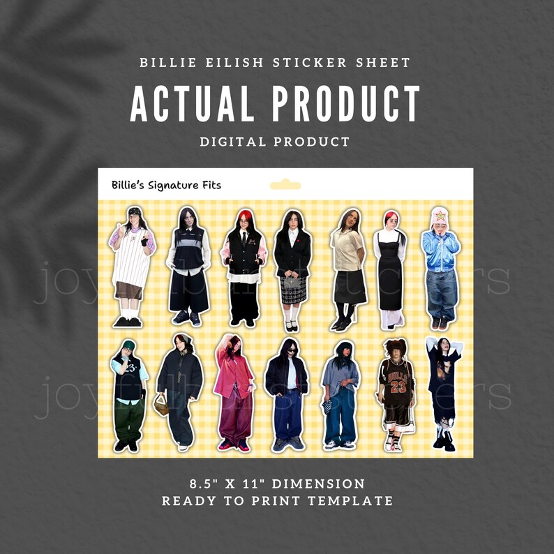 Billie Eilish Sticker Sheet | Billie Outfits | Billie OOTD | Billie ...
