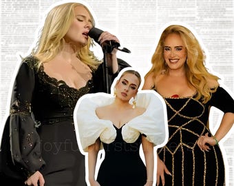 Adele Printable Stickers | Daydreamers sticker sheet | Adele digital print | Adele Dress | Fan Art Stickers for Laptops, Water Bottles