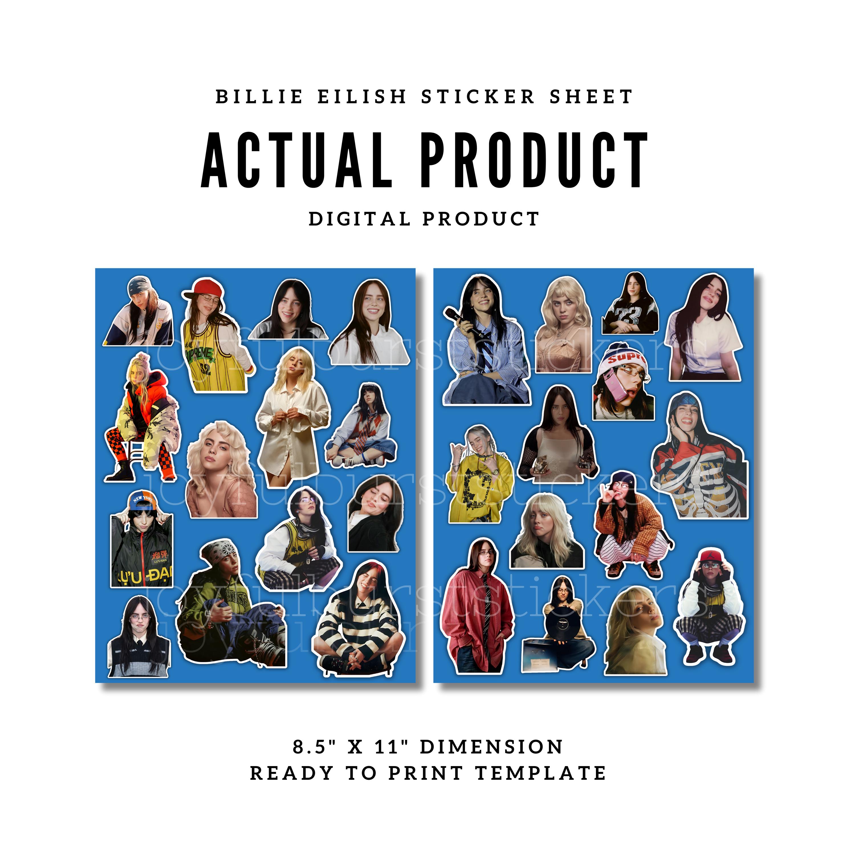 Billie Eilish Sticker Sheet 2 Pages 28 Unique Stickers Fan Art 