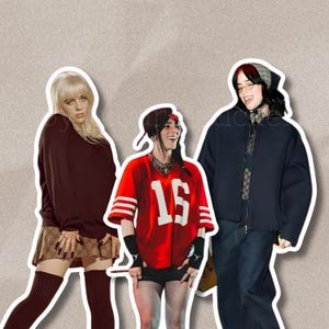 Feuille d'autocollants Billie Eilish | Les tenues pour Billie | Billie OOTD | Style Billie Eilish | 14 autocollants uniques | Téléchargement instantané | Version 1