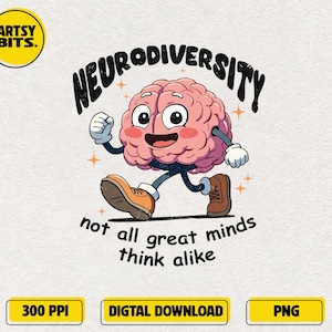 Neurodiversity PNG, Autism Awareness PNG, ADHD Clipart Digital Download, Mental Health, Neurodivergent Pride png, Mindfulness Mental Health