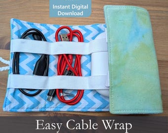 Organizzatore di cavi da viaggio facile da cucire, modello per cucire, avvolgicavo elastico, borsa adatta ai principianti, porta dispositivi elettronici, astuccio arrotolabile, regali utili da cucire per lui e per lei
