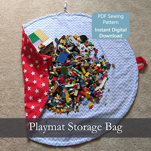 Kids Playmat Storage Bag Sewing Pattern Drawstring Bag Primary Elementary Children Sewing Project Toy Organisation Solution Blocks Cars Boy