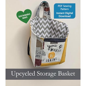 Upcycled Hanging Storage Basket Sewing Pattern Pod Bubble Pouch Tutorial PDF Pattern scrap buster sewing project beginner printable template
