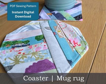 Tutorial per realizzare un sottobicchiere a righe con ritagli, modello PDF, progetti di cucito con ritagli per principianti, modelli stampabili